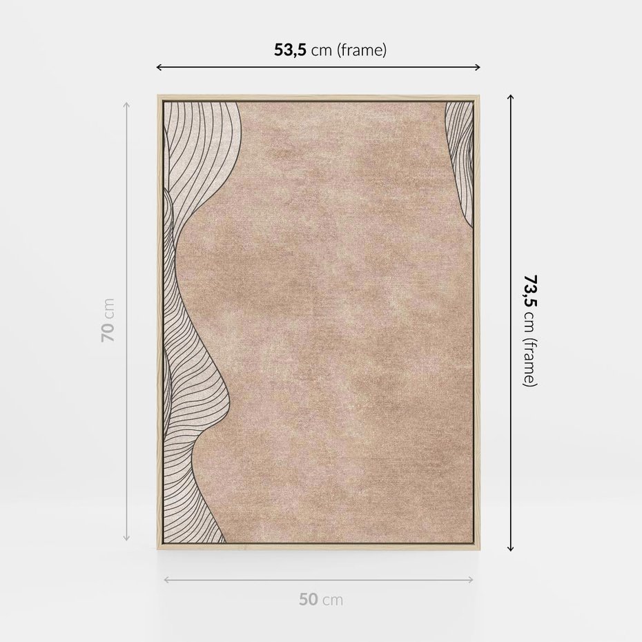 Obraz w ramie 50x70 - Symfonia uczuć i kształtów - delikatna kompozycja, falujące linie - rama drewno