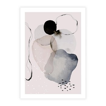 Plakat bez ramy 21x30 - Migocące Barwy - abstrakcyjne plamy akwarelowe, czarny szkic