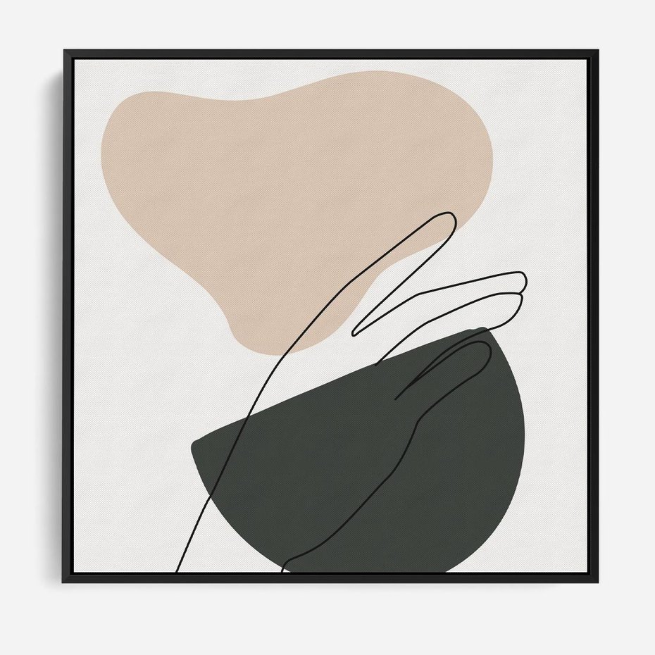 Obraz w ramie 50x50 - Rozkwitająca Opowieść - szkic jedną linią, one lone - rama czarna