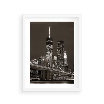 Plakat w ramie 30x40 - Magia miasta nocą - miasto, noc - rama biała