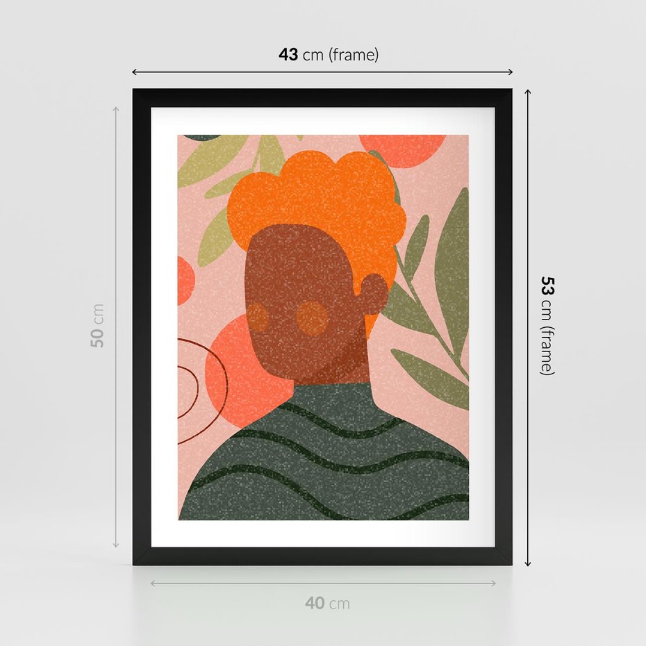 Plakat w ramie 40x50 - Kobieca Przestrzeń - nowoczesny plakat, styl retro - rama czarna