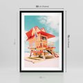 Plakat w ramie 50x70 - Rajski Widok - plaża miami, domek ratownika - rama czarna