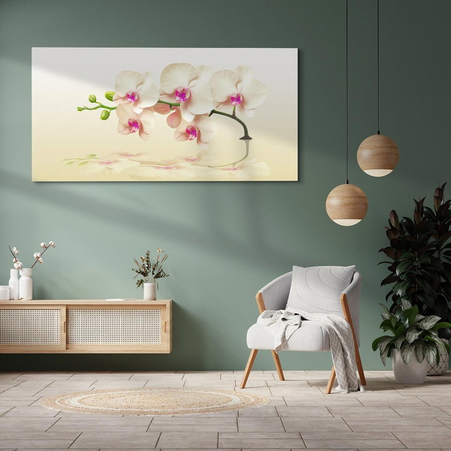 Obraz na płótnie 120x60 - Kwiatowa harmonia w SPA - orchidea, kwiat
