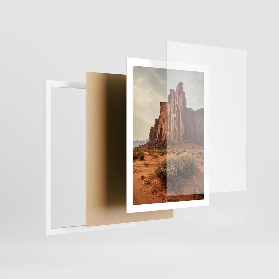 Plakat w ramie 50x70 - Pejzaż pustynnego kanionu - pustynia, kanion - rama biała