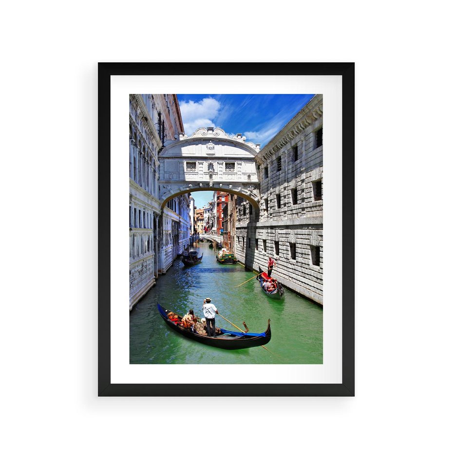 Plakat w ramie 30x40 - Romantyczna gondola w Wenecji - Wenecja, gondola - rama czarna