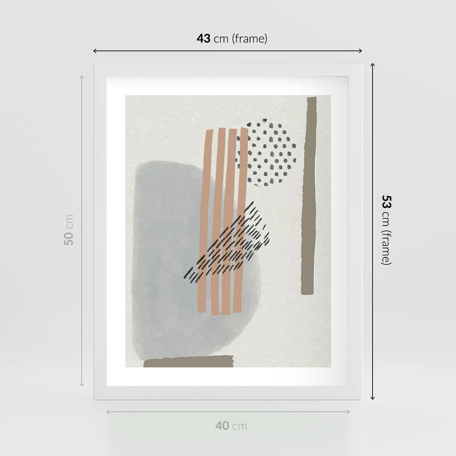 Plakat w ramie 40x50 - Nowoczesna Abstrakcja: Delikatne Beże - abstrakcja, nowoczesna sztuka - rama biała