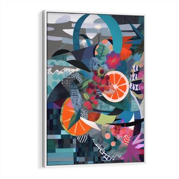 Obraz w ramie 80x120 - Migocące Widoki Harmonii - abstrakcyjny obraz, jak picasso - rama biała