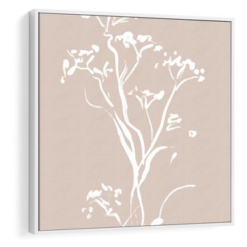 Obraz w ramie 80x80 - Harmonijne Mini Boho - minimalistyczny delikatny obraz, beżowe odcienie - rama biała