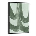 Obraz w ramie 50x70 - Nurtująca Kompozycja Zieleni - abstrakcyjne delikatne zielone linie, podobne do gałęzi kwiatów - rama czarna