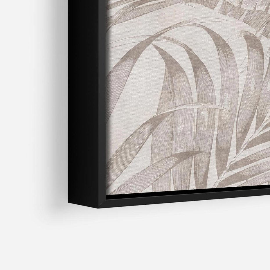 Obraz w ramie 50x50 - Odsłonięte liściowe wspomnienia - monochromatyczne, kolory sepii - rama czarna