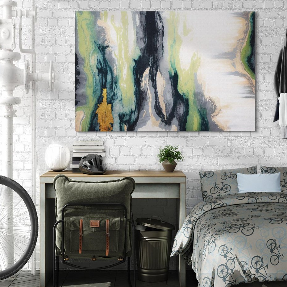 Obraz na płótnie 120x80 - Sfumowane zmysły artysty - rozmyte kolory, zieleń