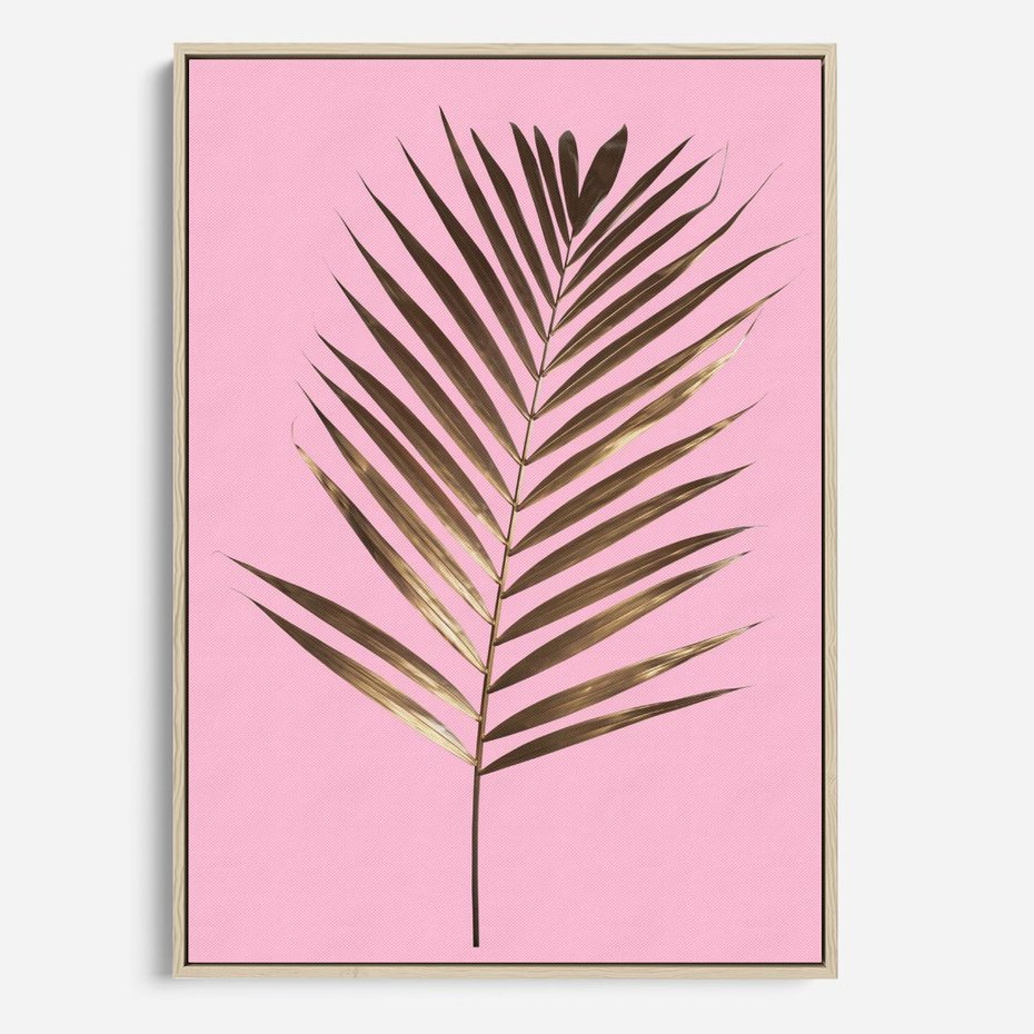 Obraz w ramie 70x100 - Promienie złotej palmy - złota, palma - rama drewno