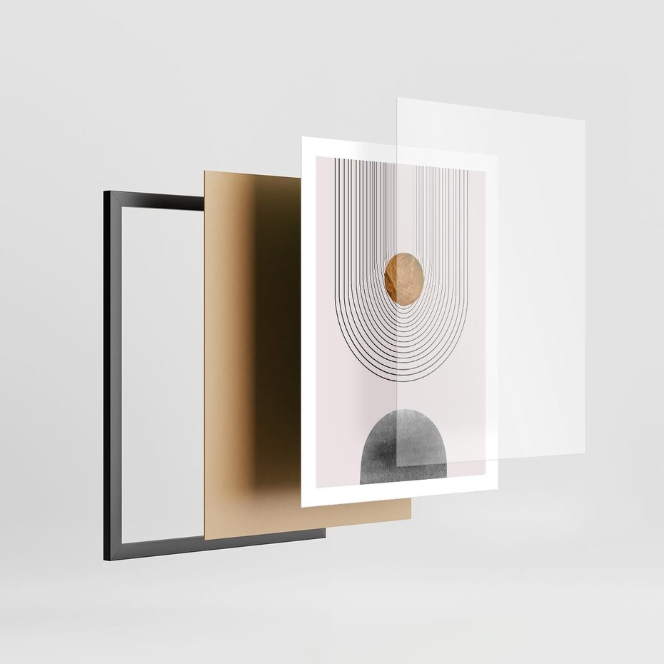 Plakat w ramie 50x70 - Geometryczny Blask - nowoczesna grafika, geometria - rama czarna