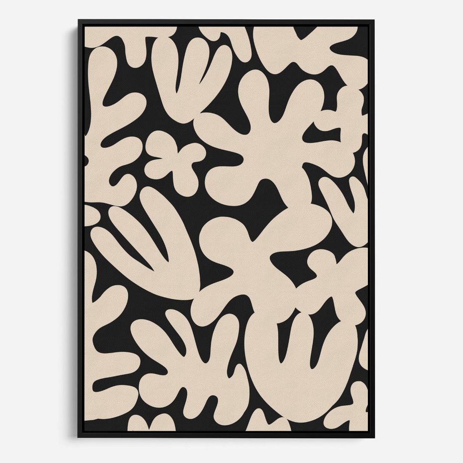 Obraz w ramie 50x70 - Księga Ukrytych Widoków - abstrakcyjne czarno białe formy, minimalizm - rama czarna