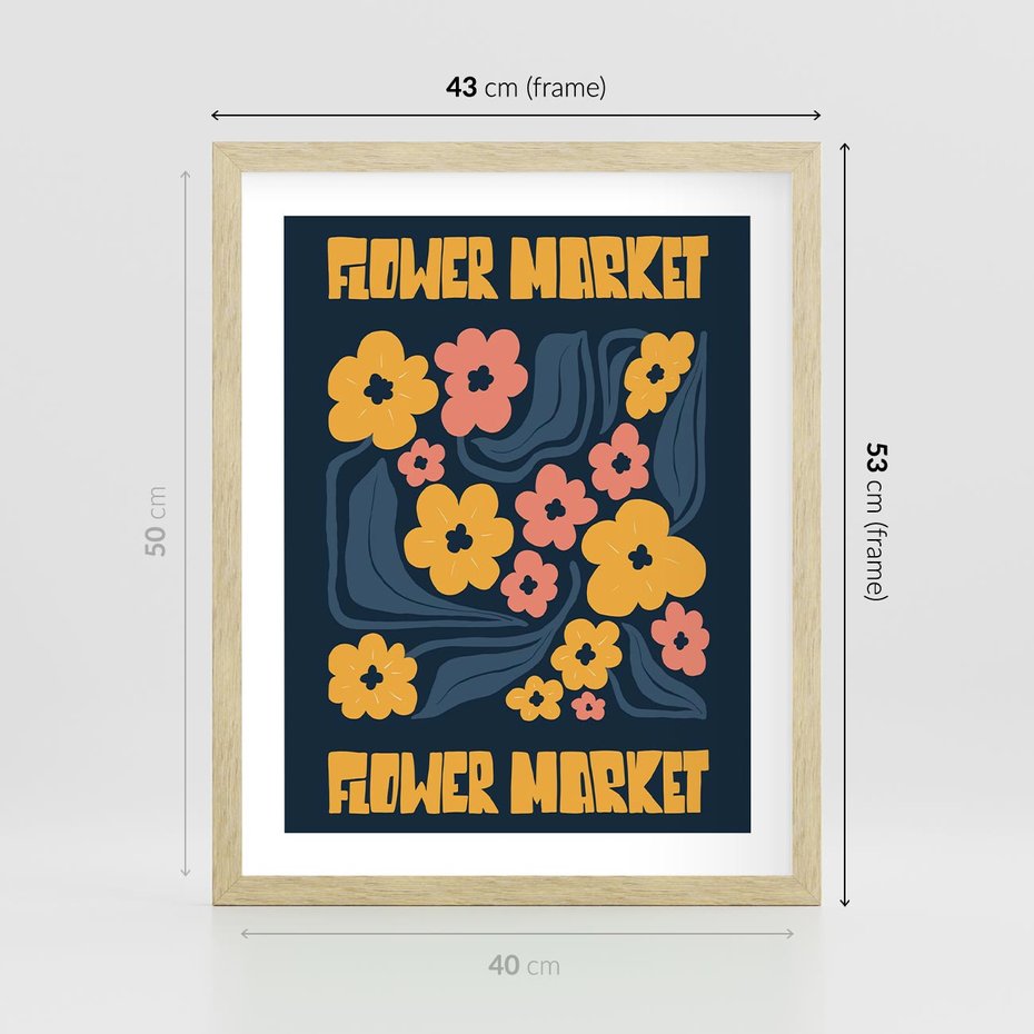 Plakat w ramie 40x50 - Impulsy Rozkwitu - plakat, granatowe tło - rama drewno