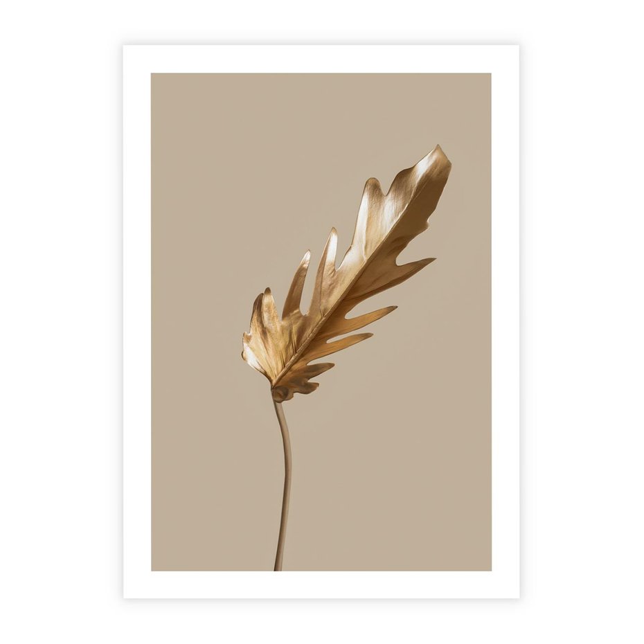 Plakat bez ramy 21x30 - Piękno w Detalu - złoty, liść