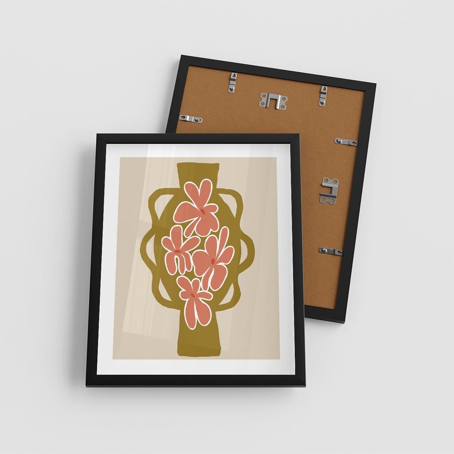 Plakat w ramie 40x50 - Rozbijające Formy - abstrakcyjny plakat, kwiaty na wazonie - rama czarna