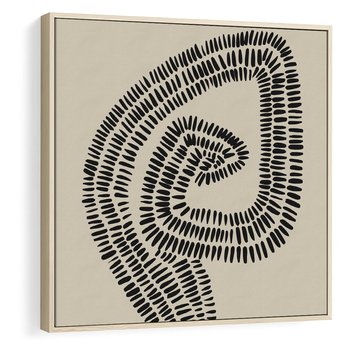 Obraz w ramie 50x50 - Nowoczesne Spektrum Wyobraźni - boho plakat, czarne kropki kreski - rama drewno