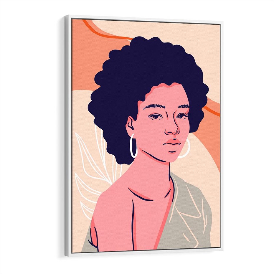 Obraz w ramie 50x70 - Kobiecy Kształt Świata - nowoczesny plakat, styl retro - rama biała