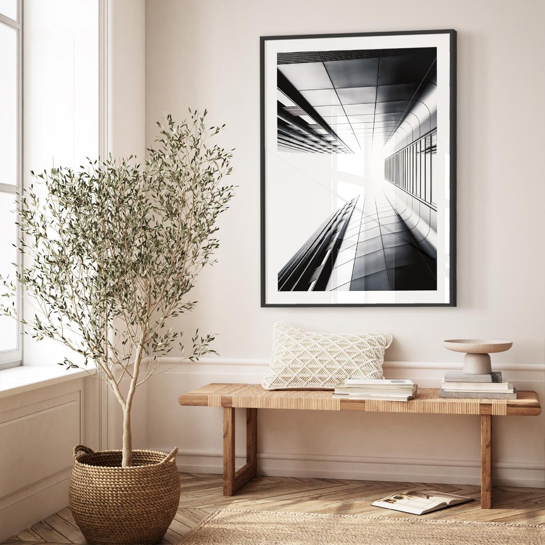 Plakat w ramie 50x70 - Architektura o Prostych Formach - architektura, proste formy - rama czarna