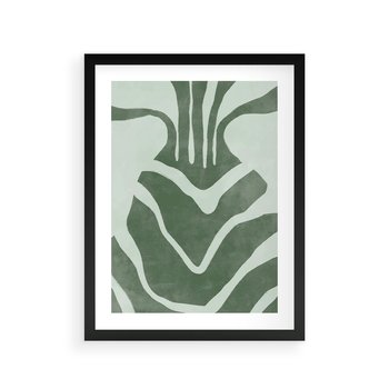 Plakat w ramie 40x50 - Zieleń Odpoczynku - zielony plakat, nieregularne splątane linie - rama czarna