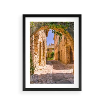 Plakat w ramie 30x40 - Malownicza uliczka w perspektywie - uliczka, perspektywa - rama czarna
