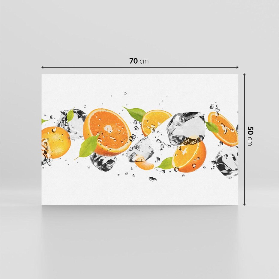 Obraz na płótnie 70x50 - Słoneczne pomarańcze z wodą - pomarańcze, woda