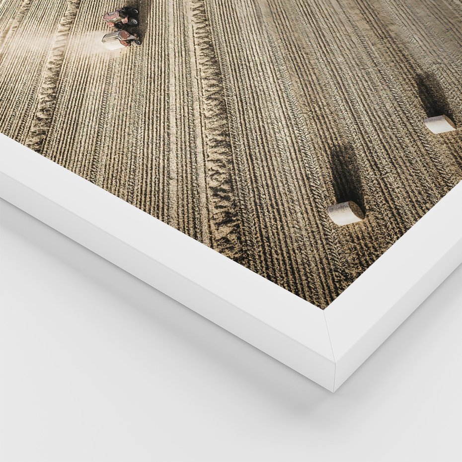 Zestaw obrazy w ramie 50x70 galeria - Górska, chatka, drewno, przytulnie - rama biała