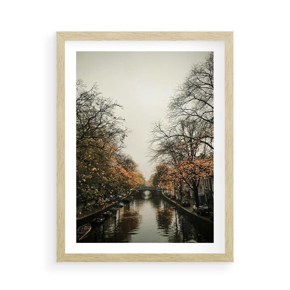 Plakat w ramie 50x70 - Jesienne Spacerki po Holenderskich Kanałach - kanały, Holandia - rama drewno