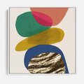 Obraz w ramie 50x50 - Kolorowe Przenikanie Kształtów - abstrakcyjne formy, obraz olejny - rama biała