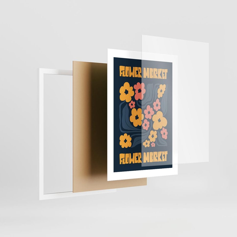 Plakat w ramie 30x40 - Impulsy Rozkwitu - plakat, granatowe tło - rama biała