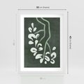 Plakat w ramie 30x40 - Rozkwitające Zielone Gałęzie - abstrakcyjne delikatne zielone linie, podobne do gałęzi kwiatów - rama biała