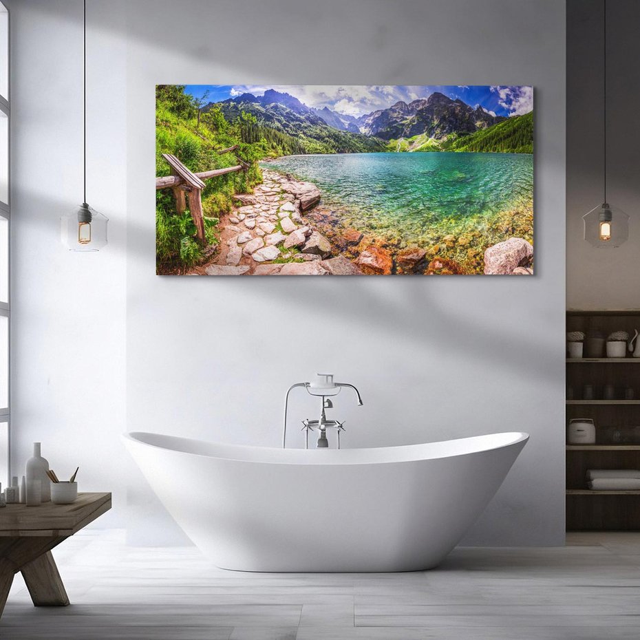 Obraz na płótnie 120x60 - Majestat gór - góry, jezioro