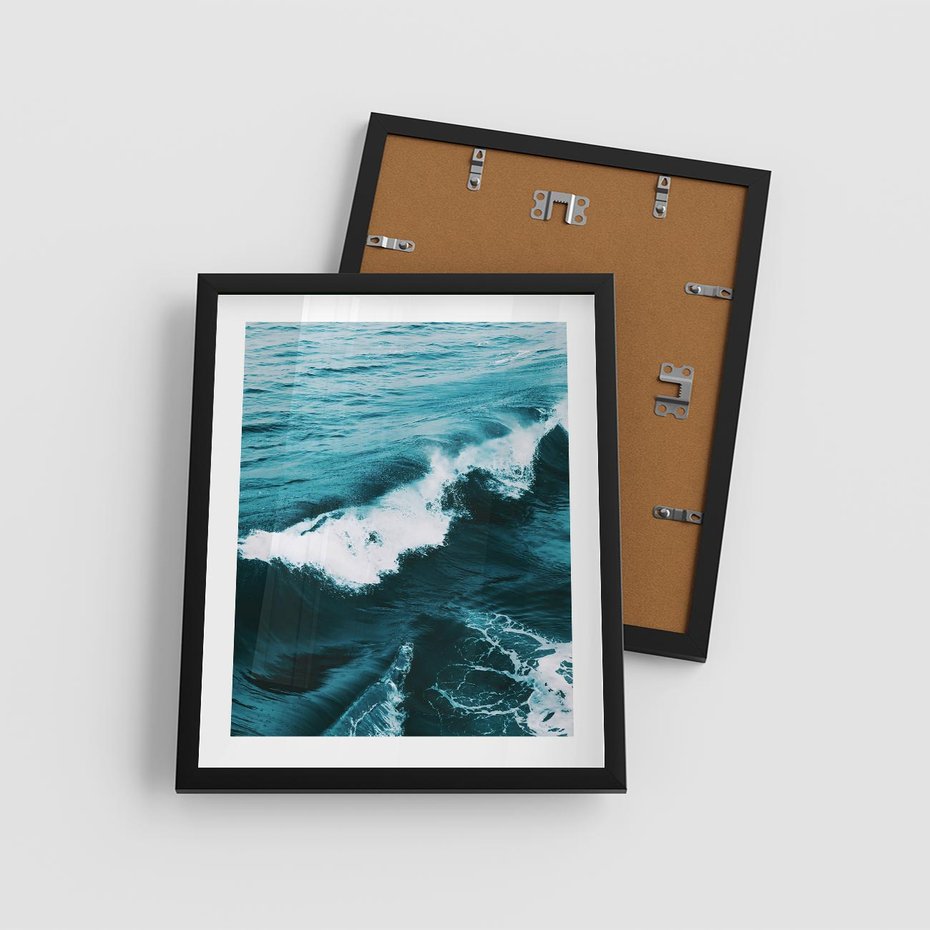 Plakat w ramie 40x50 - Wibracje Oceanu - turkusowy ocean, fale - rama czarna