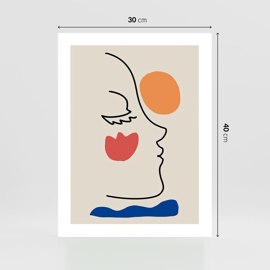 Plakat bez ramy 30x40 - Taniec Przenikających Plam - abstrakcyjny obraz, przypomina twarz