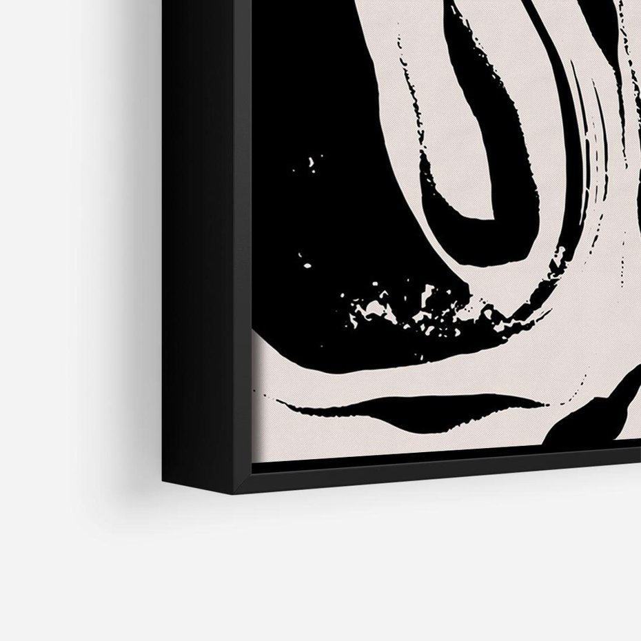 Obraz w ramie 100x70 - Wibracje w ciemnościach duszy - czarno biała abstrakcja, nieregularne rozmyte linie - rama czarna