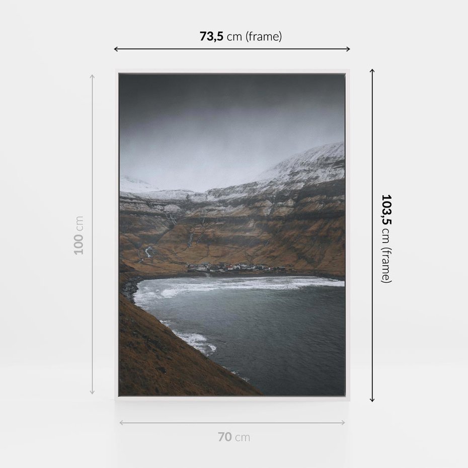 Obraz w ramie 70x100 - Spektakularna Przyroda - fiordy, Norwegia - rama biała