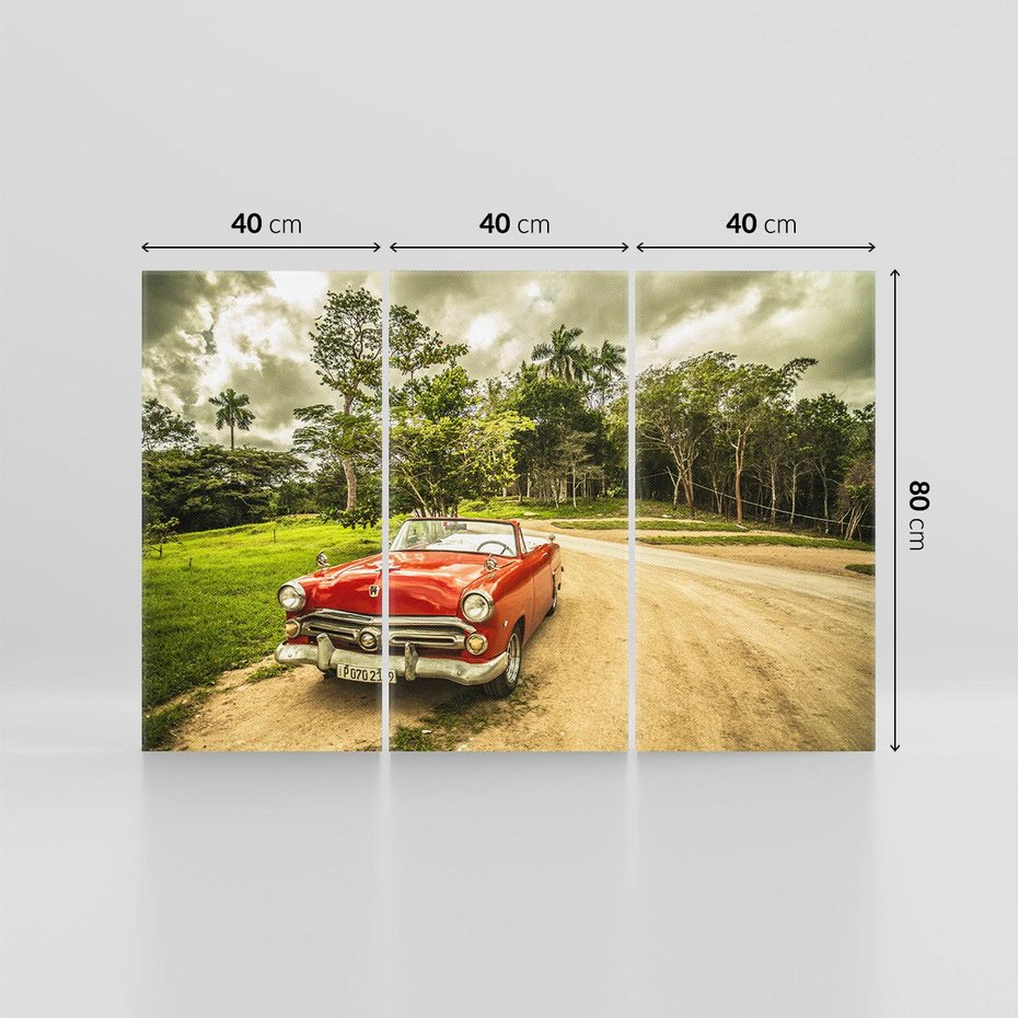 Obraz na płótnie 120x80 - Retro Samochód w Kubańskiej Opowieści - samochód, retro