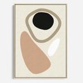 Obraz w ramie 70x100 - Beżowa Synergia - beżowa abstrakcyjna kompozycja, czarny akcent - rama drewno