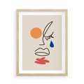 Plakat w ramie 50x70 - Impresje Plam - abstrakcyjny obraz, przypomina twarz - rama drewno
