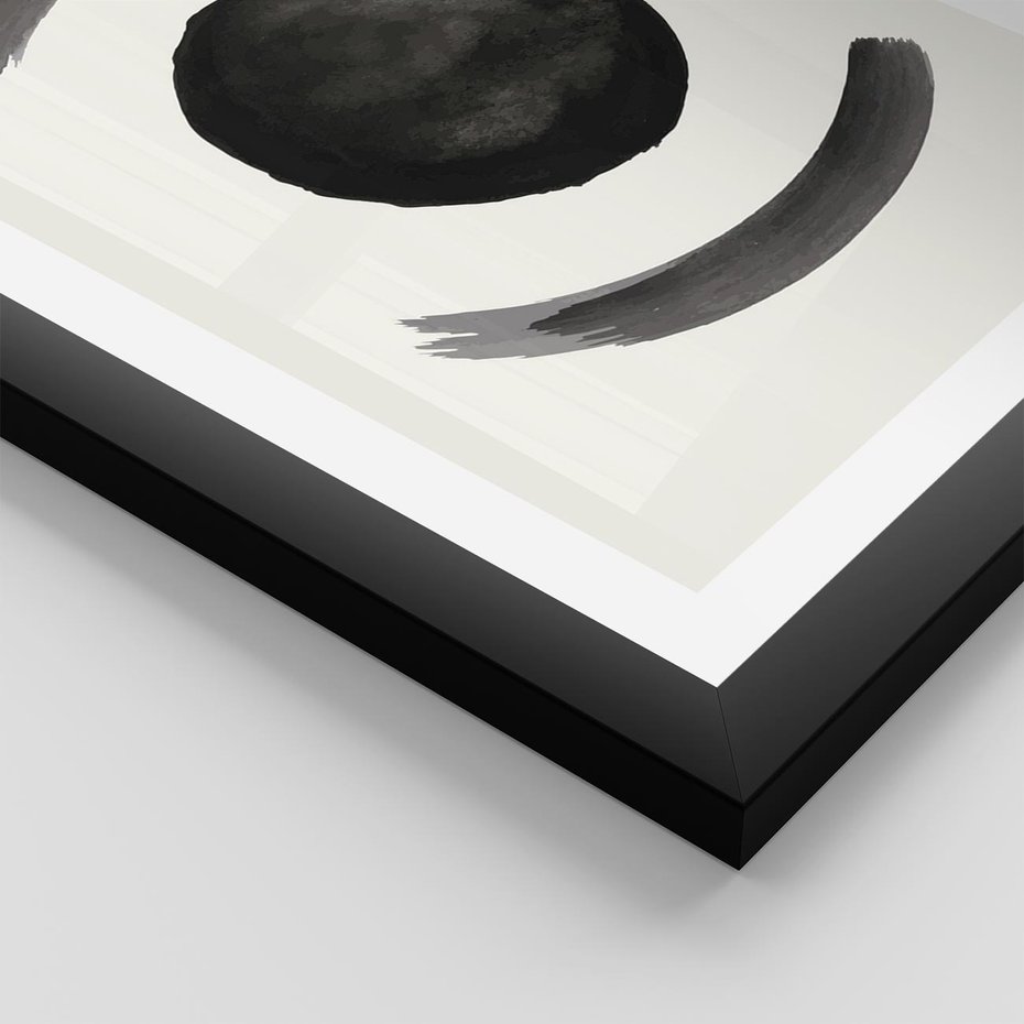 Plakat w ramie 50x70 - Bezczasowe Echo - abstrakcyjne plamy okręgi, akwarelowe - rama czarna