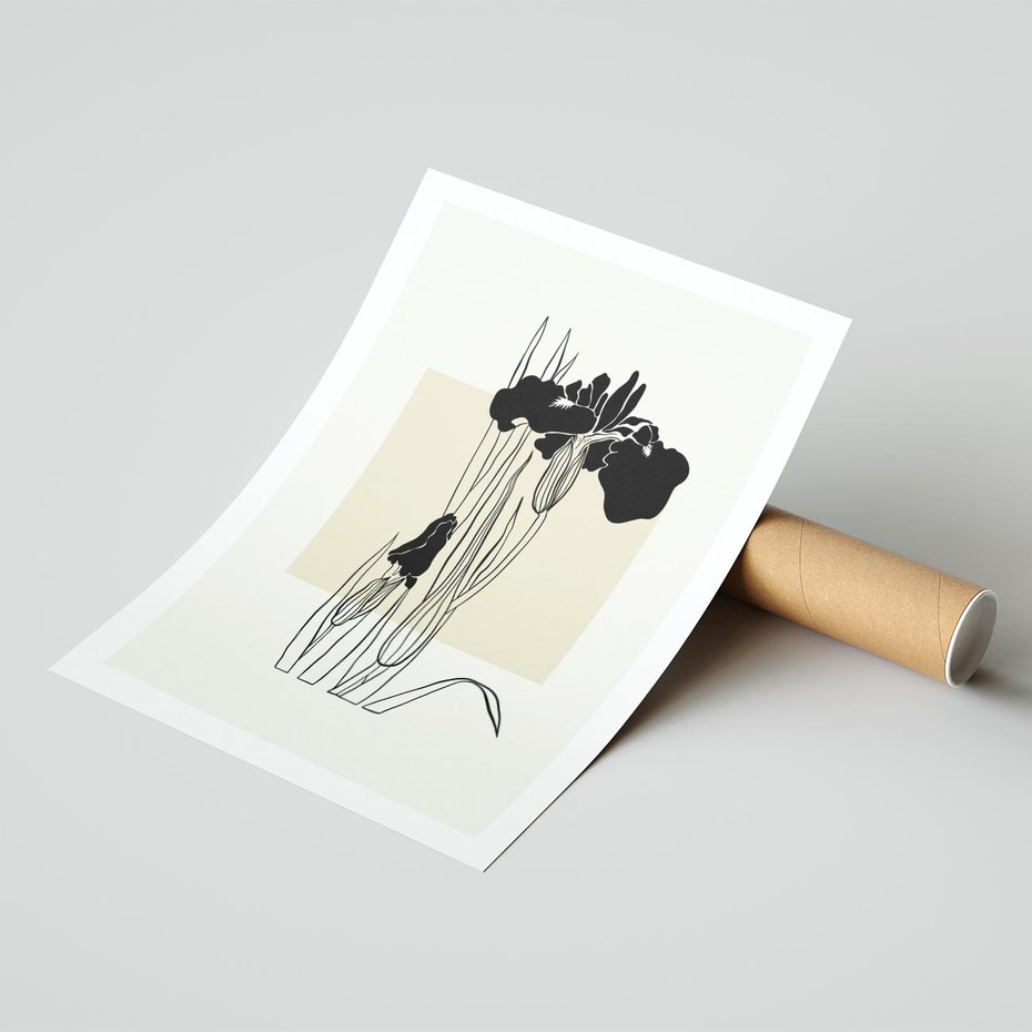 Plakat bez ramy 21x30 - Rozkwitające w konturach - irys, kwiaty