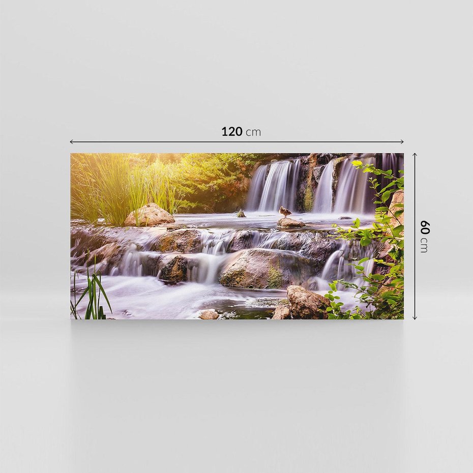 Obraz na płótnie 120x60 - Moc Natury - wodospad, rzeka