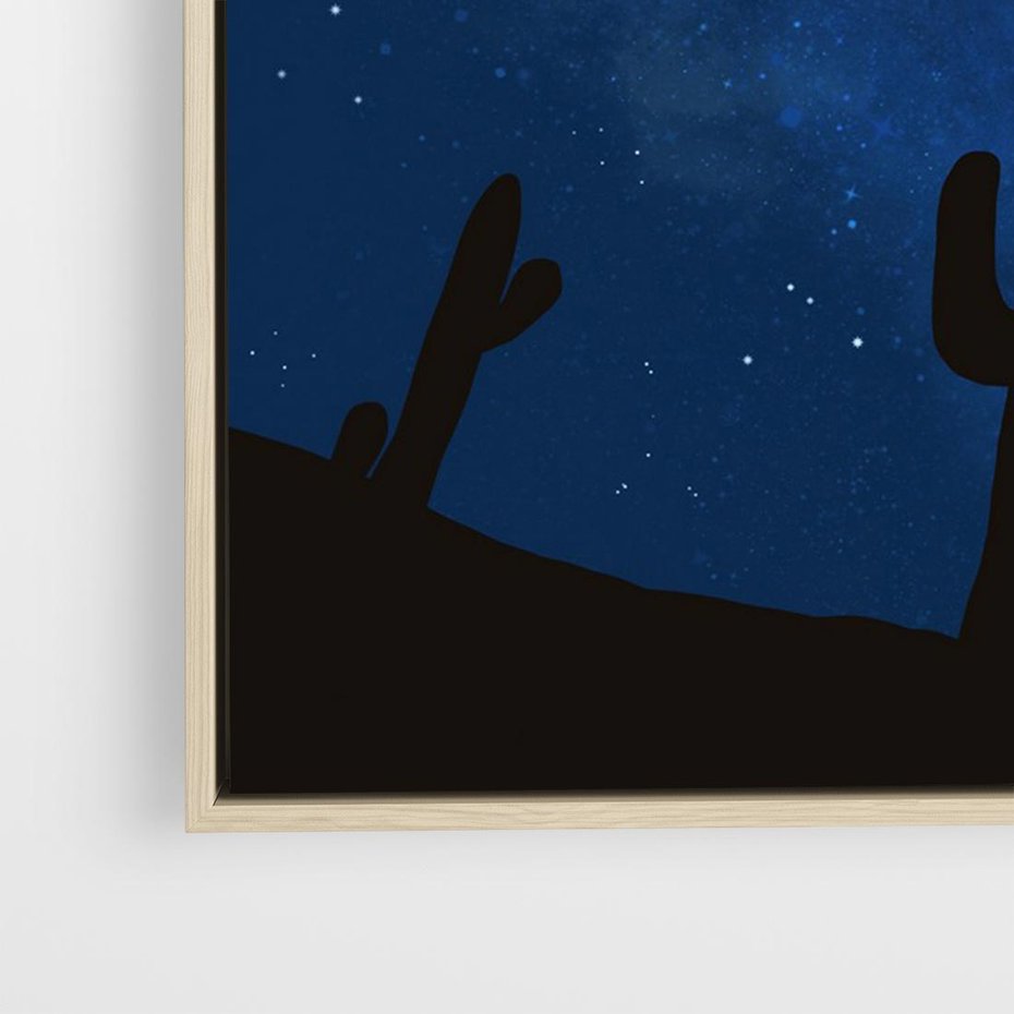 Obraz w ramie 70x50 - Nocne Tajemnice Pustyni - gwieździsta noc, granatowe niebo - rama drewno