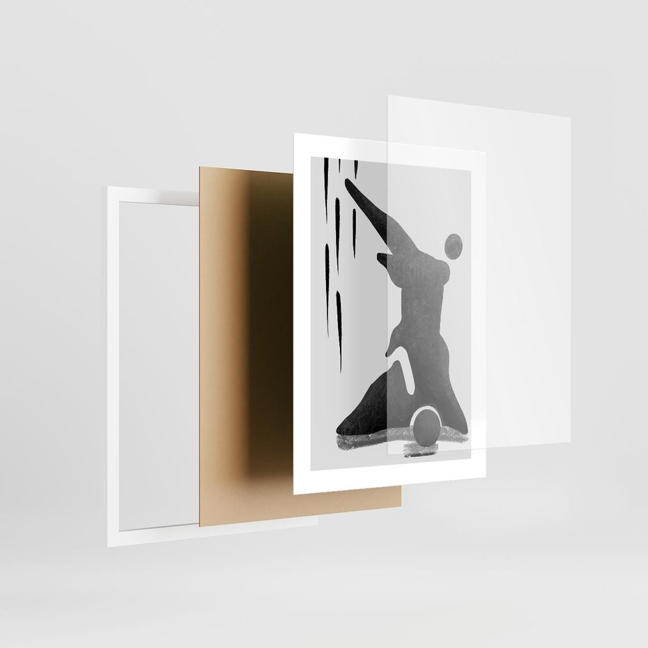 Plakat w ramie 30x40 - Czarno-Biała Grafika Postaci - nowoczesna grafika, plakat - rama biała