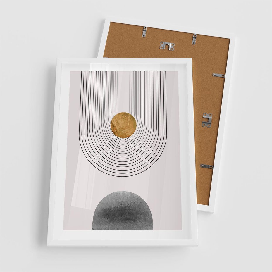 Plakat w ramie 50x70 - Geometryczny Blask - nowoczesna grafika, geometria - rama biała