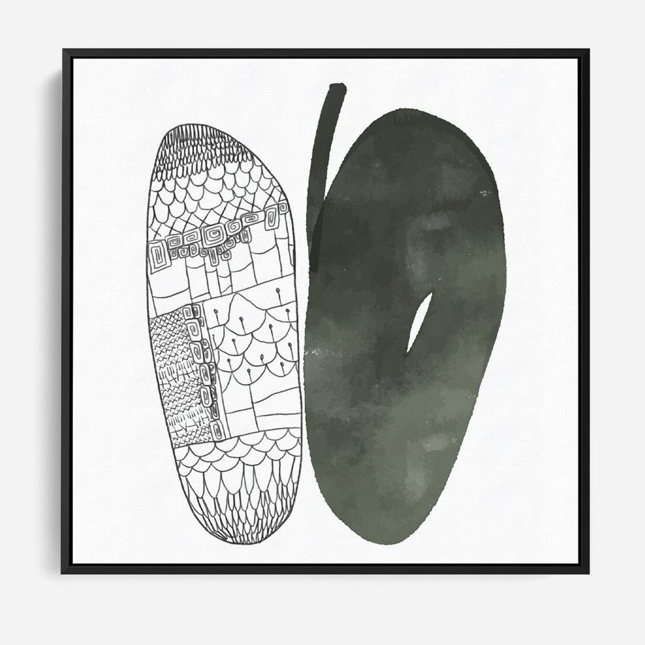 Obraz w ramie 50x50 - Przesunięte Jabłko - minimalistyczny plakat, jabłko - rama czarna