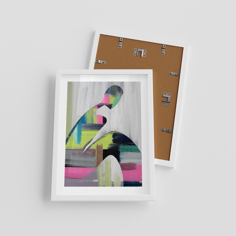 Plakat w ramie 30x40 - Impulsy Marzeń - abstrakcyjna sztuka, nowoczesny obraz - rama biała