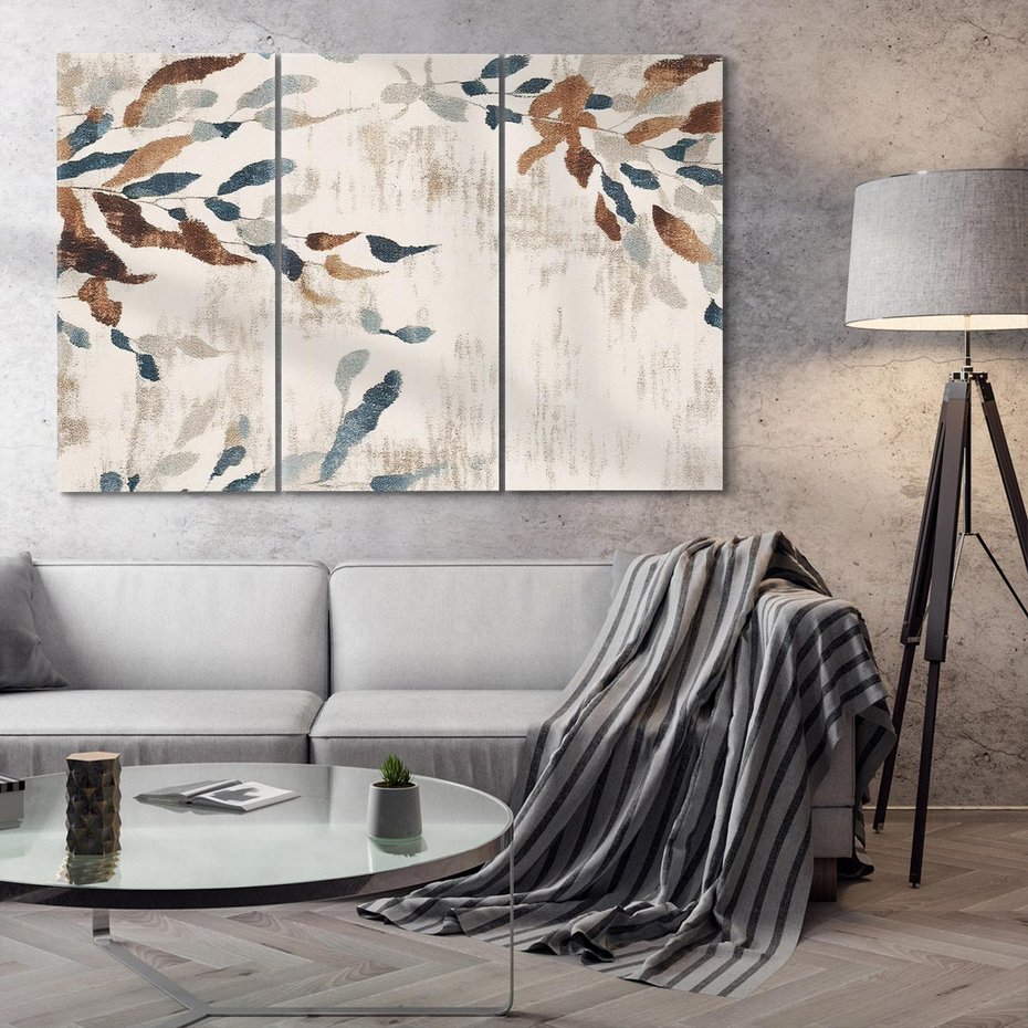 Obraz na płótnie 120x80 - Refleksje liściowych barw - abstrakcyjne kształty, przypominają liście