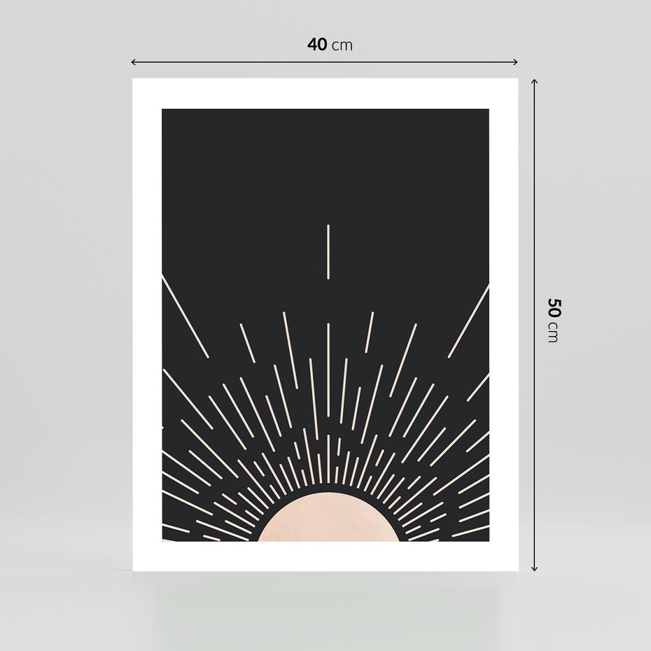 Plakat bez ramy 40x50 - Słoneczny Portret Duszy - boho czarne słońce, nowoczesna grafika